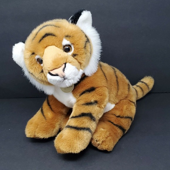 Aurora Miyoni Realistic Tiger Cub 13" Plush Animal Sitting Jungle Cat Wild Real - Picture 1 of 9